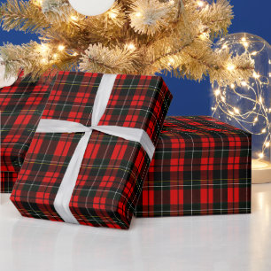 Papier Cadeau Motif carreau tartan écossais rouge Wallace modern