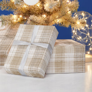Papier Cadeau Motif carreaux beige crème neutre en lin