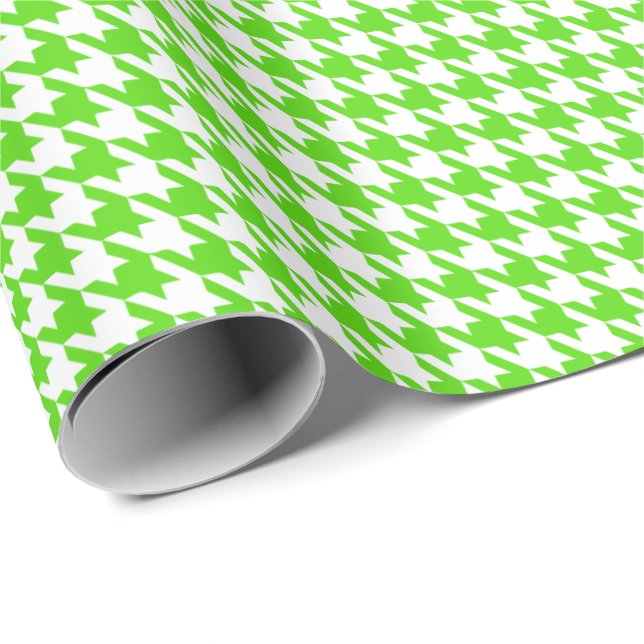 Papier Cadeau Motif carreaux classique vert clair et blanc  (Coin rond)