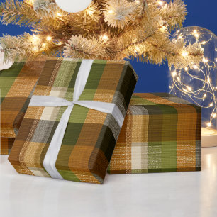 Papier Cadeau Motif carreaux de bois vert marron