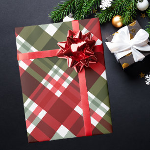 Papier Cadeau Motif carreaux de Noël rouge et vert tendance mode