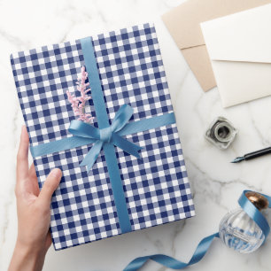 Papier Cadeau Motif carreaux gingham bleu marine