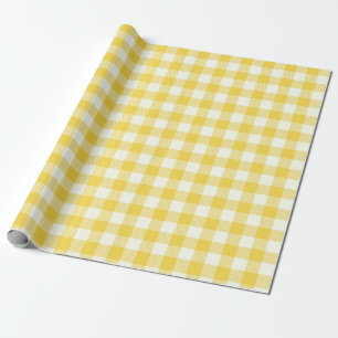 Papier Cadeau Motif carreaux gingham jaune pastel à carreaux buf