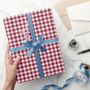 Papier Cadeau Motif carreaux gingham rouge classique 