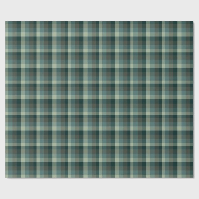 Papier Cadeau Motif carreaux gingham vert  (Plat)
