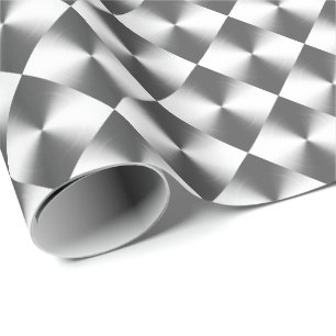 Papier Cadeau Motif carreaux gris argent