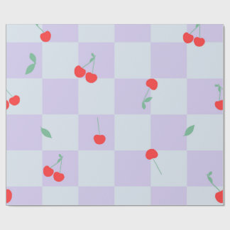 Papier Cadeau Motif carreaux lilac avec cerise