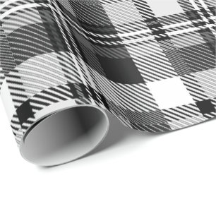 Papier Cadeau Motif carreaux Madras gris noir blanc 