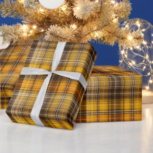 Papier Cadeau Motif carreaux miel marron jaune récolte