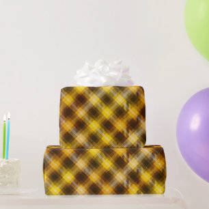 Papier Cadeau Motif carreaux miel récolte brun jaune