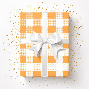 Papier Cadeau Motif carreaux orange blanc