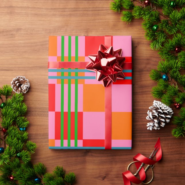 Papier Cadeau Motif carreaux rétro (Cadeau de vacances)