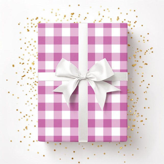 Papier Cadeau Motif carreaux rose mignon (Cute Pink Plaid Pattern Wrapping Paper)