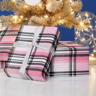 Papier Cadeau Motif carreaux rose noir rouge