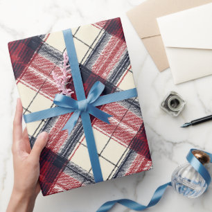 Papier Cadeau Motif carreaux tartan héritage marine rouge classi