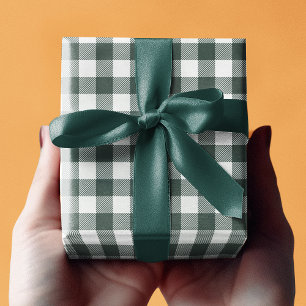 Papier Cadeau Motif carreaux vert gingham Fêtes personnalisées