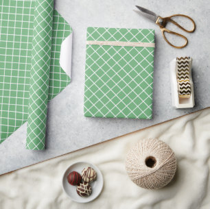 Papier Cadeau Motif carreaux vert menthe et blanc de printemps c