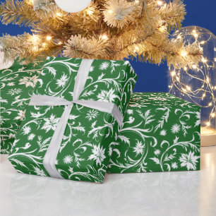 Papier Cadeau Motif carrelé vert blanc de Noël