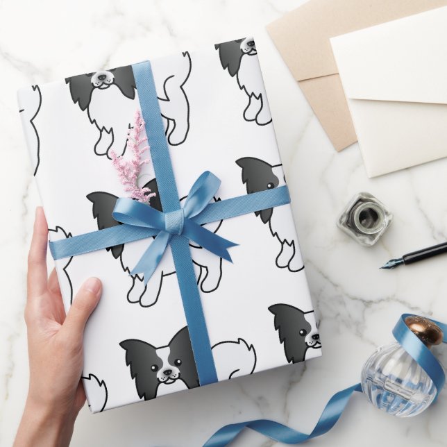Papier Cadeau Motif Cartographié de chien noir et blanc (Cadeaux)