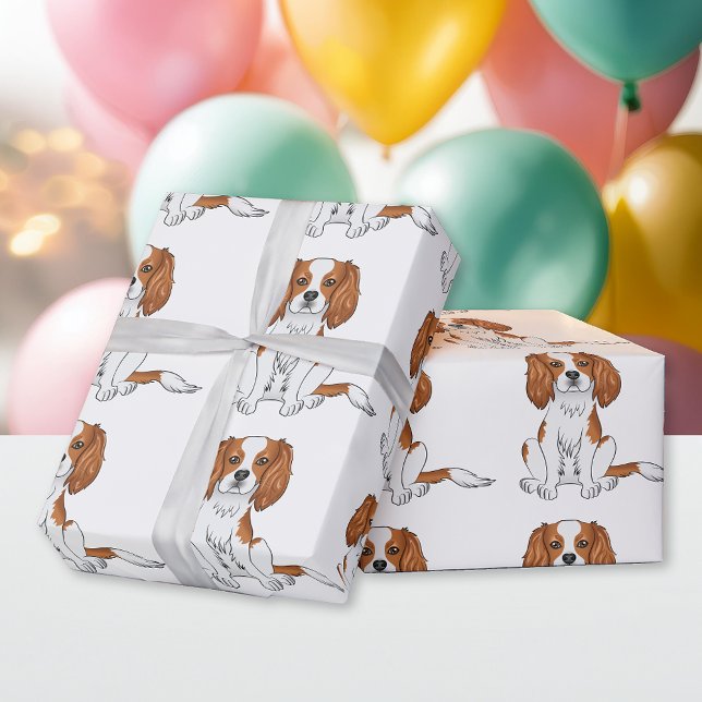 Papier Cadeau Motif Cavalier King Charles Spaniel Blenheim (Créateur téléchargé)