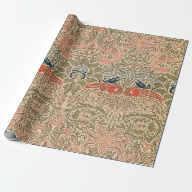 Papier Cadeau Motif célèbre des oiseaux de William morris (Déroulé)