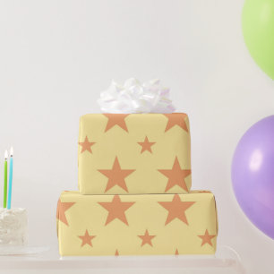 Papier Cadeau Motif Céleste Fille Pastel Jaune Orange Étoiles