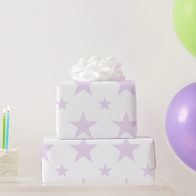 Papier Cadeau Motif Céleste Pastel Violet Étoiles Printemps (Cadeaux de fête)