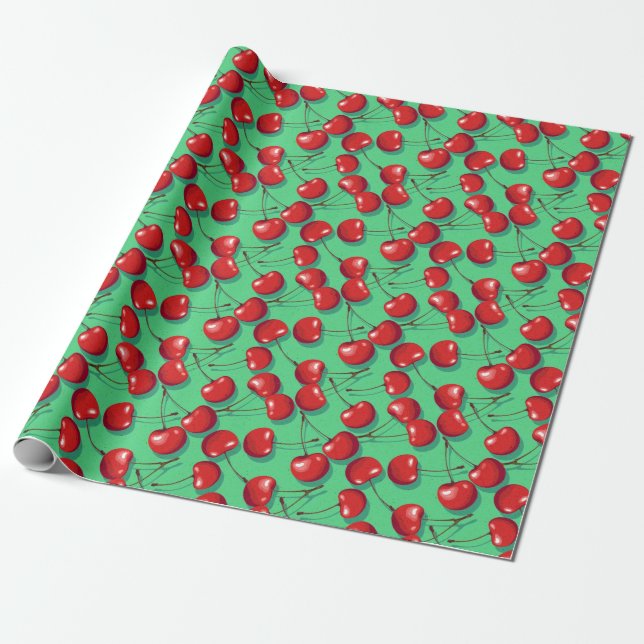Papier Cadeau Motif cerise (Déroulé)