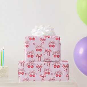 Papier Cadeau Motif Cerise Douce Rouge Coquette