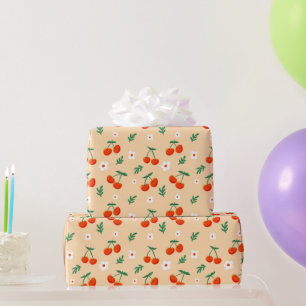 Papier Cadeau Motif Cerise Douce Rouge Coquette