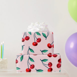 Papier Cadeau Motif Cerise Rouge Sucré