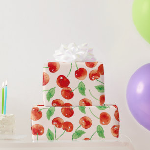 Papier Cadeau Motif Cerise Rouge Sucré