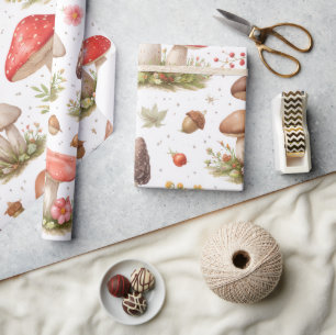 Papier Cadeau Motif Champignon Fantaisiste – Botanique Vintage