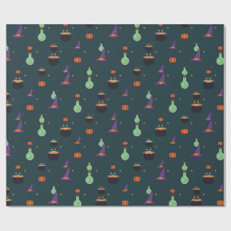 Papier Cadeau Motif Chapeaux de Sorcière Potions et Chaudrons