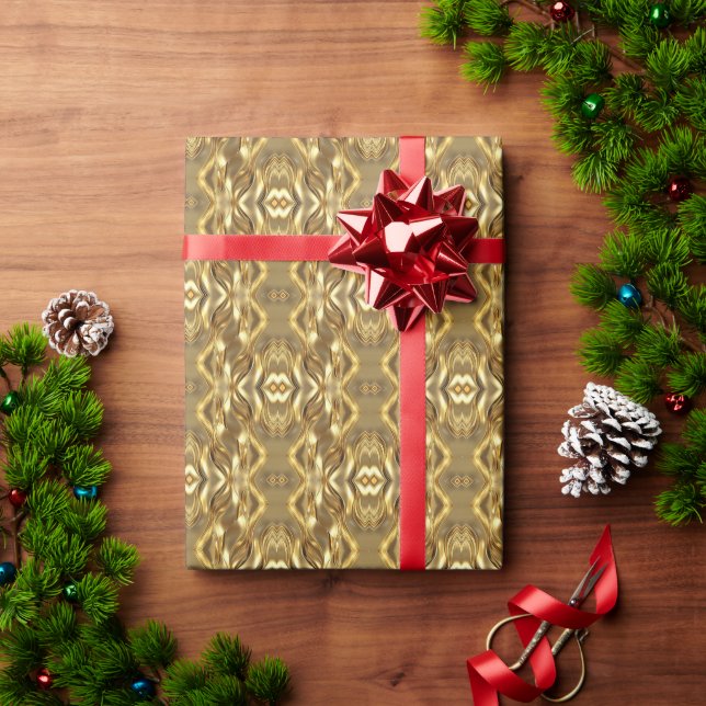 Papier Cadeau Motif charmant de couleur dorée  (Cadeau de vacances)