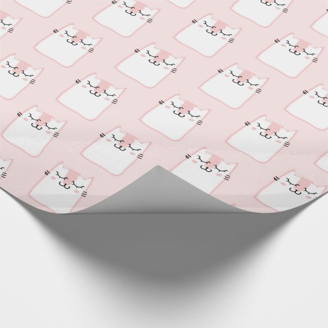 Papier Cadeau Motif chat chaton mignon dormant (Coin)