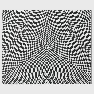 Papier Cadeau Motif checkered noir et blanc abstrait