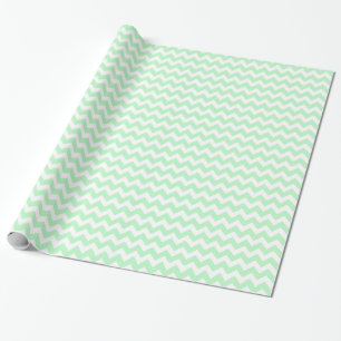 Papier Cadeau Motif Chevron Blanc Mint Zig-Zag