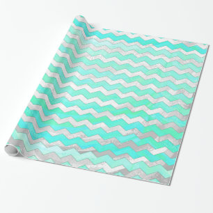 Papier Cadeau Motif Chevron bleu crème à la menthe