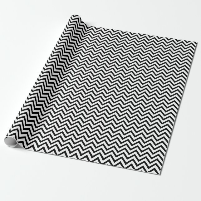 Papier Cadeau Motif Chevron noir et blanc (Déroulé)