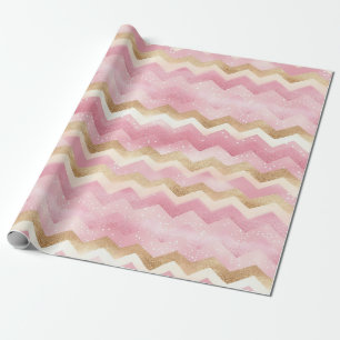 Papier Cadeau Motif Chevron rose étincelant