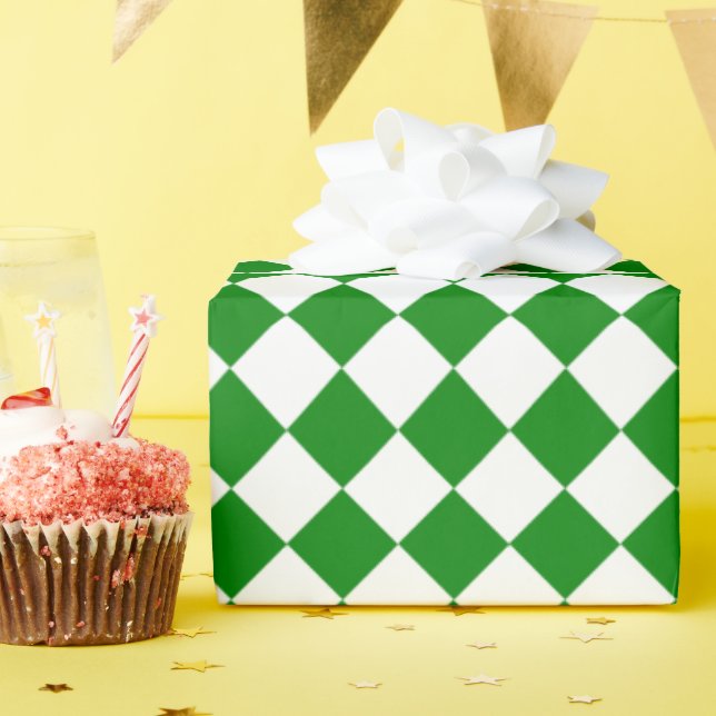 Papier Cadeau Motif Chevron Vert et Blanc Classique (Fête d'anniversaire)