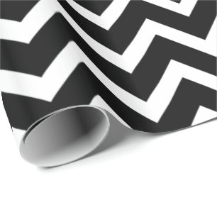 Papier Cadeau Motif Chevron Zigzag noir et blanc