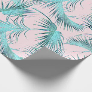 Papier Cadeau Motif chic bleu Aqua Rose bleu Palm Fronds