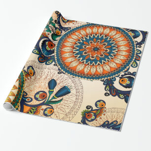 Papier Cadeau Motif chic de Boho de hippie de Bohème colorée d