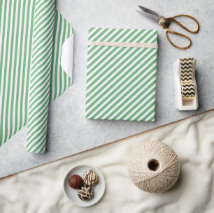 Papier Cadeau Motif Chic Monnaie de Printemps Vert Blancs
