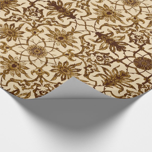 Papier Cadeau Motif chinois Art Nouveau - Brown et beige (Coin)