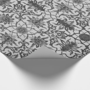 Papier Cadeau Motif chinois Art nouveau - gris argenté