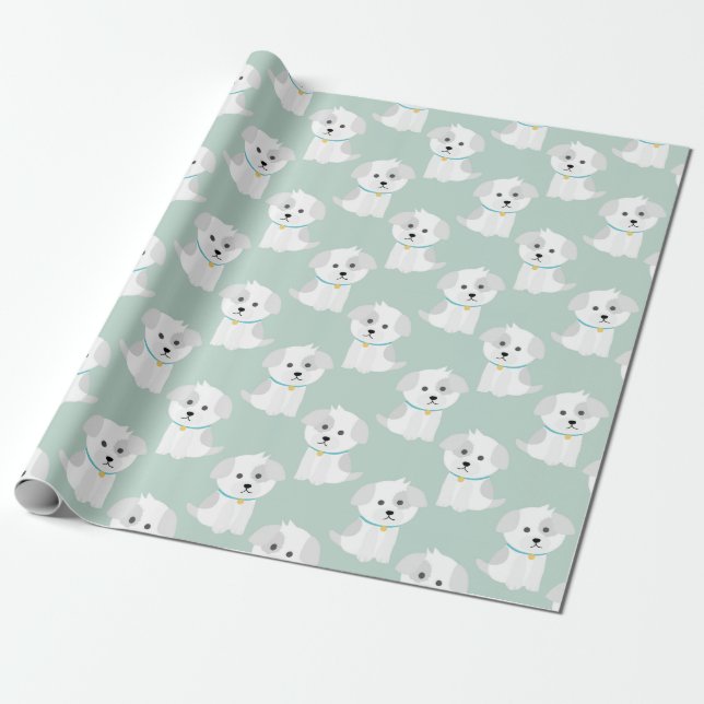 Papier Cadeau Motif chiot (Déroulé)