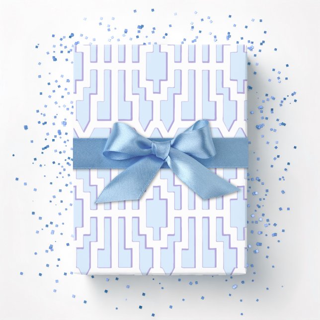 Papier Cadeau Motif Chippendale en bleu et violet (Créateur téléchargé)